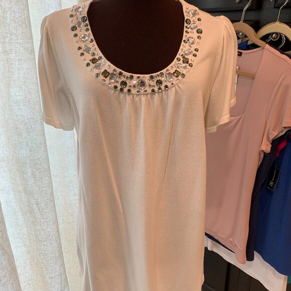 Lane Bryant Jeweled Neckline Sweater White 22/24 - Picture 3 of 8